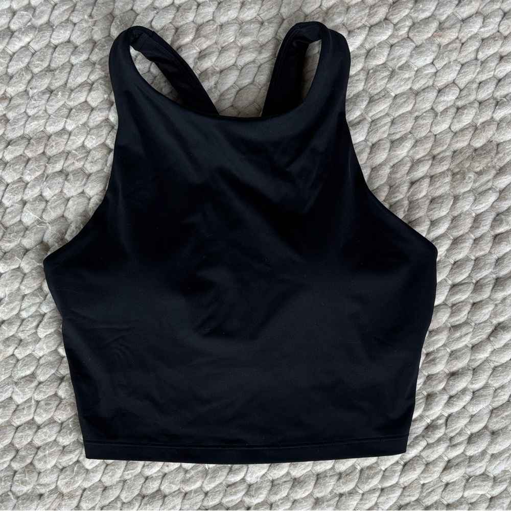 Athleta Black High-Neck Racerback Sports Bra Crop